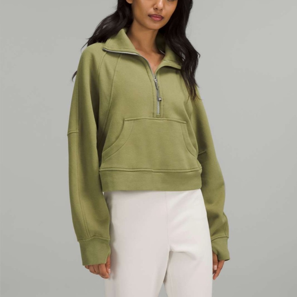 Lululemon Bronze Green Scuba Oversized Funnel 1/2 Zip